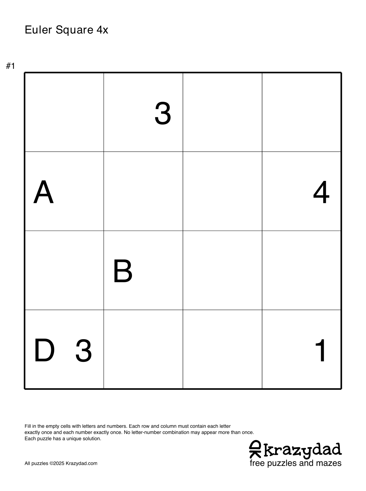 Euler Squares puzzle sample