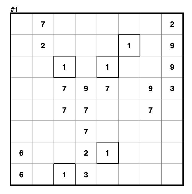 Fillomino puzzle sample